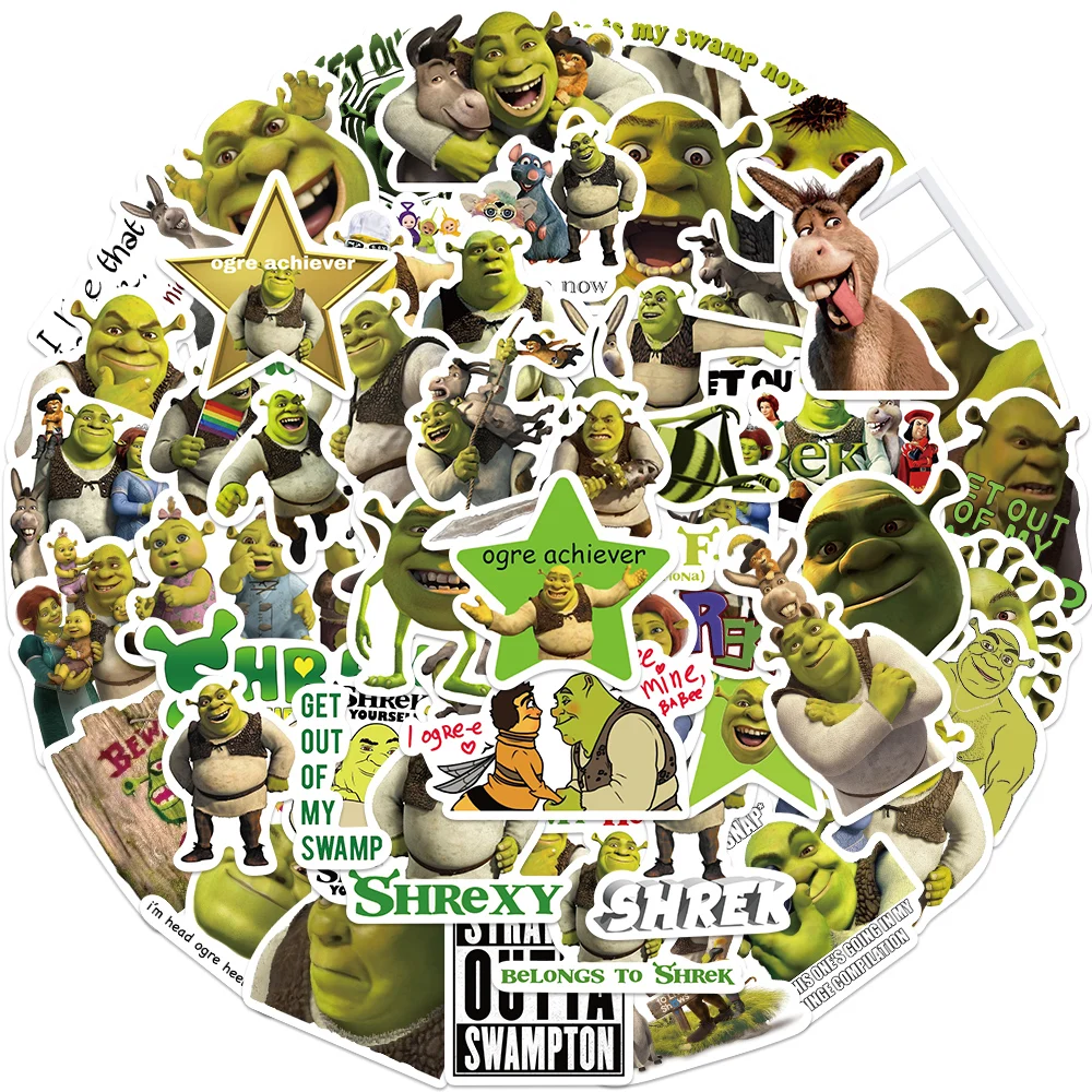 52pcs Cartoon Monster Shrek Graffiti Sticker DIY Suitcase Laptop Suitcase Guitar Star Sticker Waterproof Decals