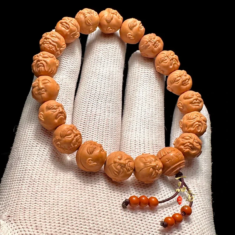 

Eighteen Arhats Bracelets Men's Hand Toy Carved Monkey Peach Carving Crafts Must Be Sent 18 Arhat Olive Nut