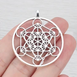 10 x Silver/Gold  Archangel Metatron Cubes Round Charms Pendants For Necklace Jewelry Making Findings 40x40mm