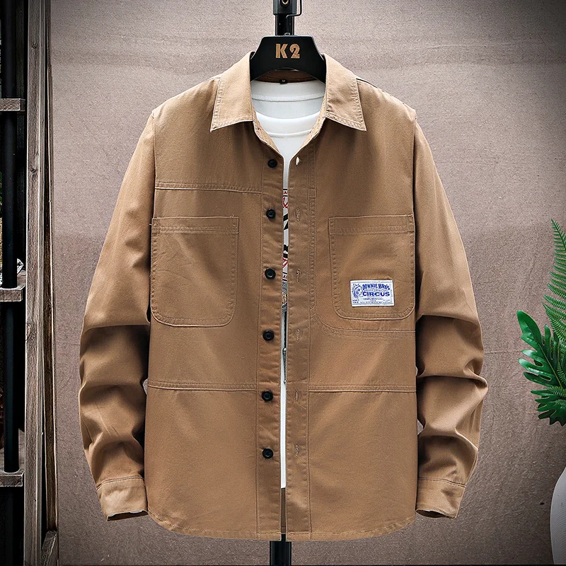 Camel Gold Label New Men's Polo Neck Handsome Versatile Work Jacket Spring and Autumn Coat Men's Korean Style Loose Men's Top