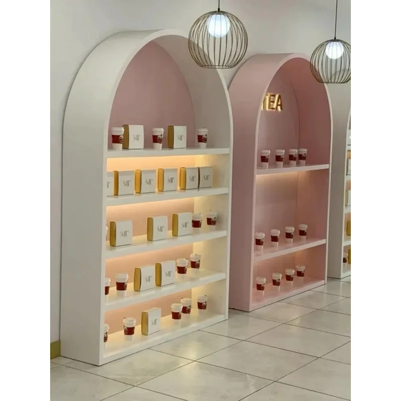 custom.LED Light Makeup Display Stand Varnish Perfume Skin Care Bracket Shelves Interior Design Retail Display Cabinet