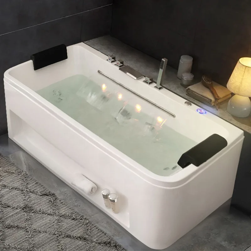 

Jacuzzi Spa Acrylic Grand Bath Hotel Light Emitting Diode Jet Massage 2 Person Side Skirt Bath Indoor Hot Tub