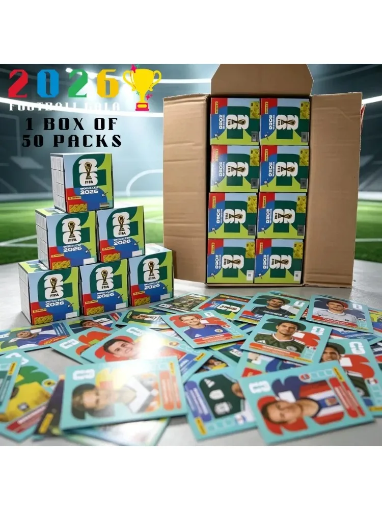 Original Panini FIFA Weltmeisterschaft 2026 Komplette Aufkleberbox, 50 Packungen Fußball-Aufkleber, Sammlerstück Souvenir für Fußballfans