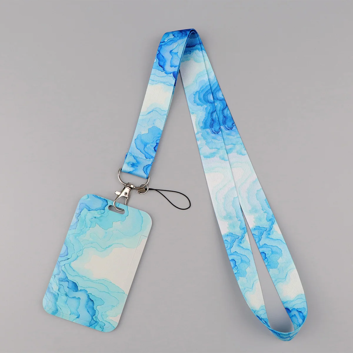 Marble Pattern ID Badge Holder Neck Strap Door Card Holders Lanyards Girls Women Credential Holder Keychain Business Card Gift