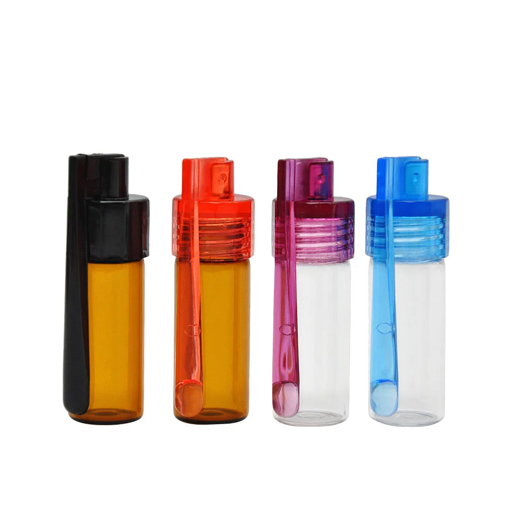 24Pcs 36MM 51mm Mini Glass Vials With Spoons Portable Small Pocket Condiment Box Spice Dispenser Bottle Leakproof Bottles Stash