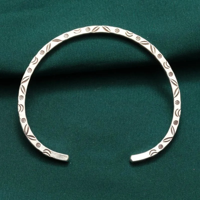 

Тайский серебряный браслет ручной работы, ювелирные изделия из стерлингового серебра 925 пробы, литературный ретро резной браслет, женский браслет, модный браслет