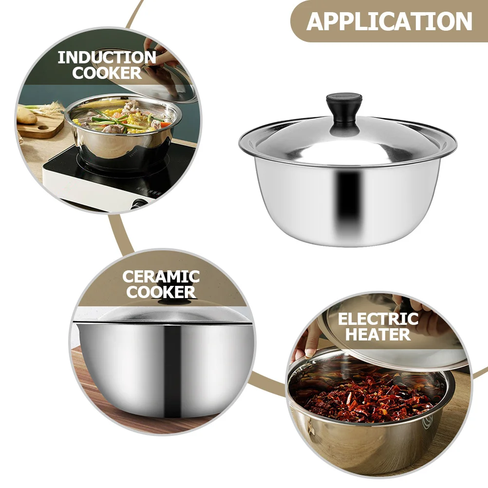 

Stainless Steel Soup Basin Large Capacity Multi-Function Kitchen Bowl For Cooking Baking Mixing Storage Hot Food Fruit