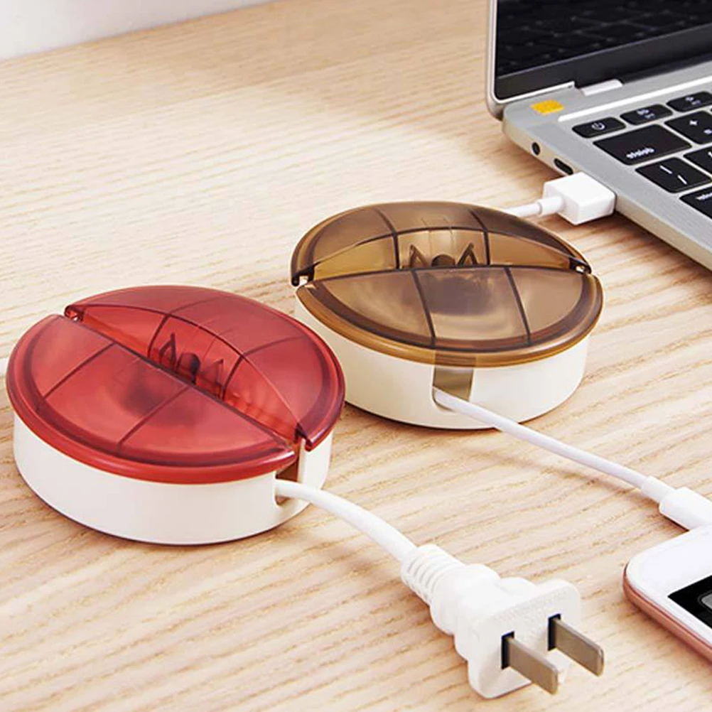 

4pcs Cable Winder Desktop Organizer Charging Cord Device Storage Box Tangle Free Durable Plastic Color