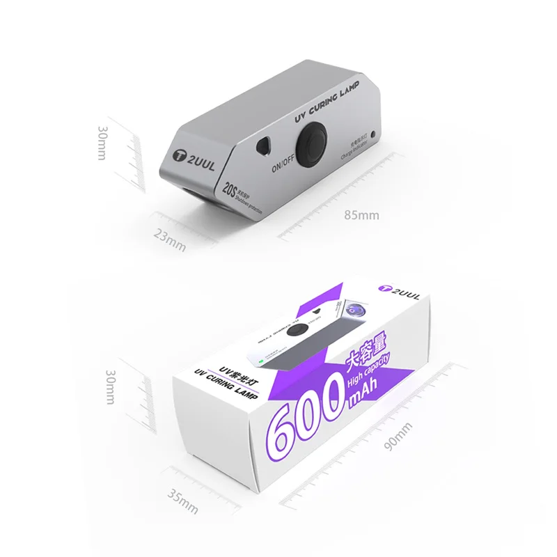 2uul UV Curing Lamp 600mAh 20S High Power Aluminum alloy Green Oil Glue Fast Curing for Motherboard Circuit Board UV Light