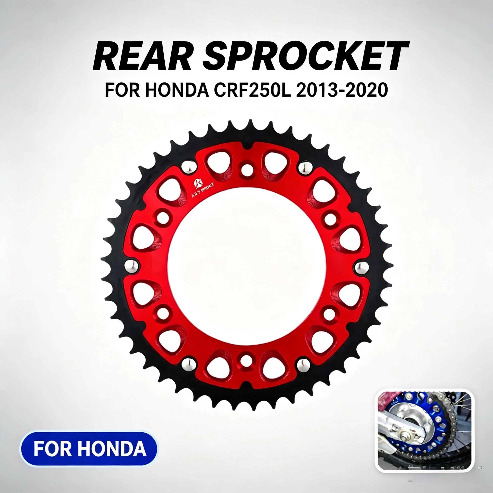 Motorcycle Rear Sprocket 43T 45T 48T 50T 52T Chain Sprocket For Honda CRF250L CRF250 Rally XR650L XR250 XR600 Dirt Bike