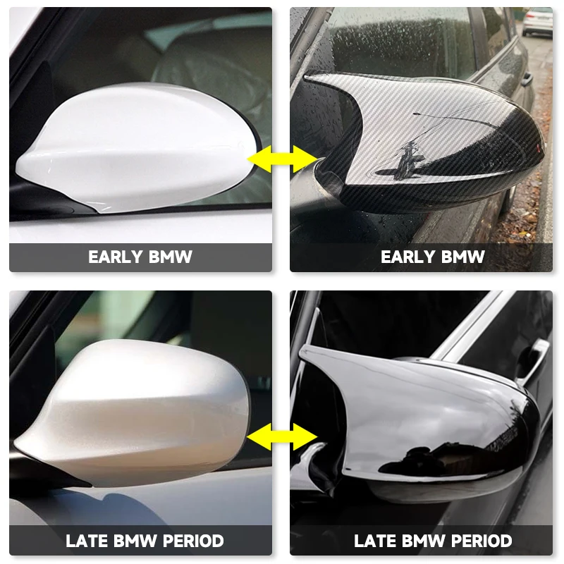 MAKIXISO Rearview Mirror Cap Wing Side Mirror Cover Car Accessories Fit For BMW Facelift E90 E91 2005-2011 E92 E93 2006-2013 LCI