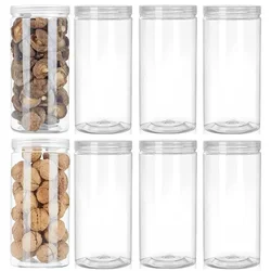 8Pcs Clear Storage Jar Plastic Sealed Jars For Candy Dried Fruit Seasoning Honey Empty Cosmetic Containers Kitchen Organizers