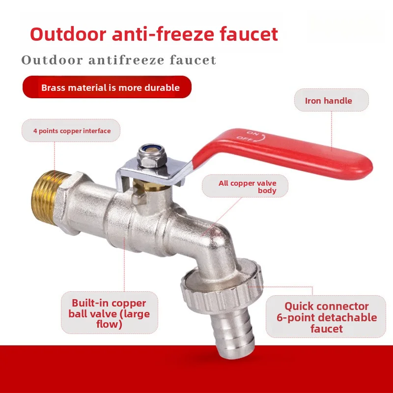 1/2inch Garden Irrigation Brass Faucet IBC Tank Water Tap Single Outlet Valve Replacement Antifreeze Outdoor Balcony Accessories