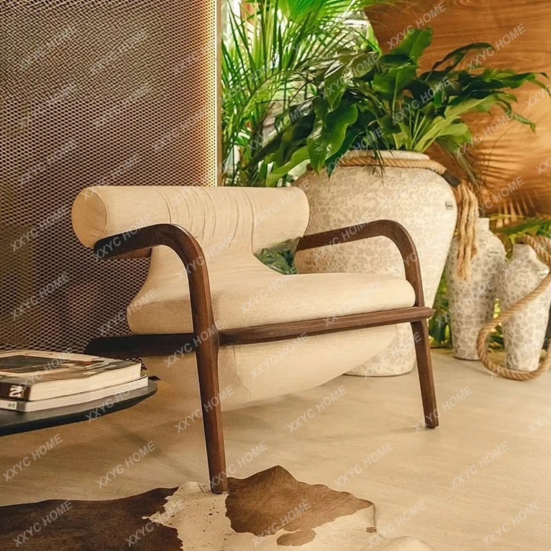 A Medieval Ash Wood Leisure Chair Living Room Creativity, Armchair Retro Solid Wood Meeting Guests To Discuss Sofa Model Room