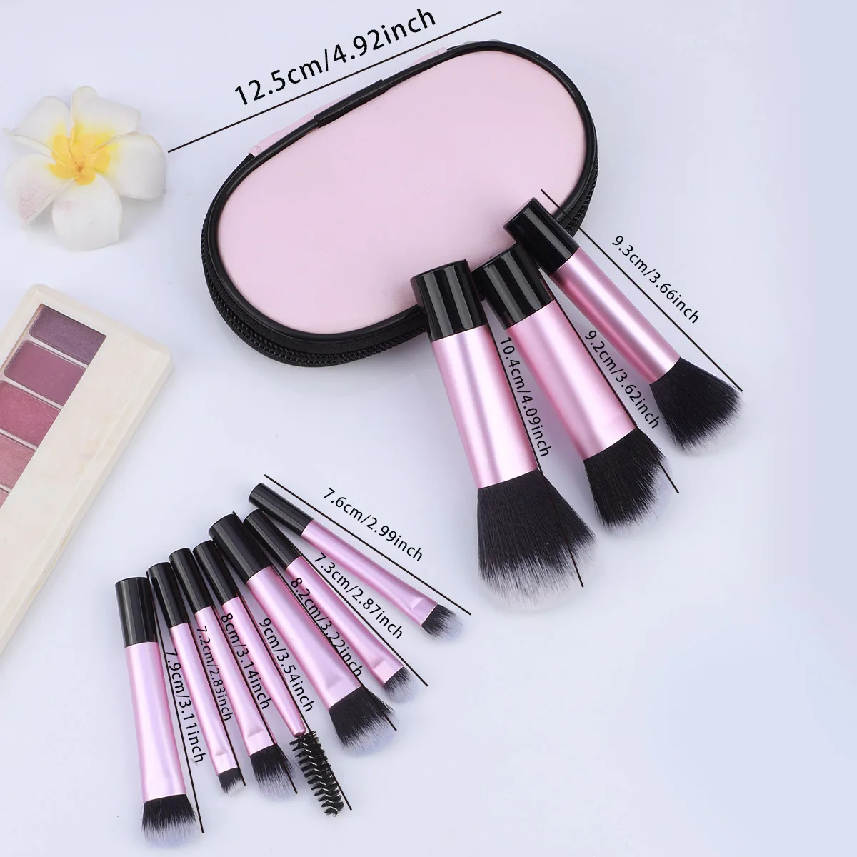 RANCAI Makeup Brush Sets,10pcs Plastic mini with bag multifunctional Makeup Brush at home or On-the-Go