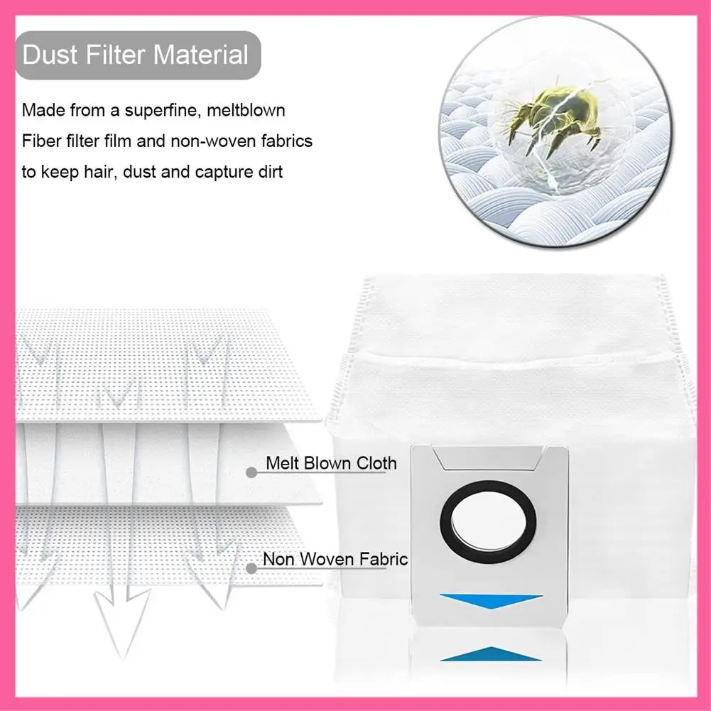 ABNM Replacement Dust Bags Compatible For Ecovacs DEEBOT X1 Omni/Turbo Robot Vacuum Cleaner Accessories Vacuum Bags