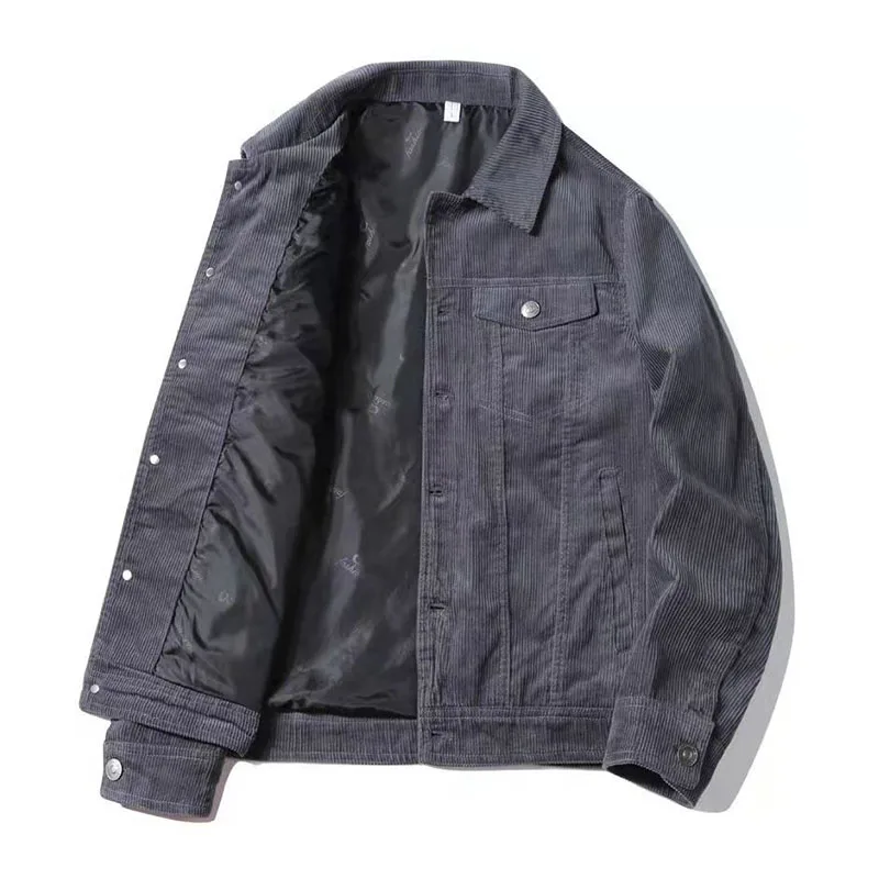 Mcikkny Men Spring Casual Corduroy Jackets Vintage Loose Outwear Coats For Male Tops Size M-4XL