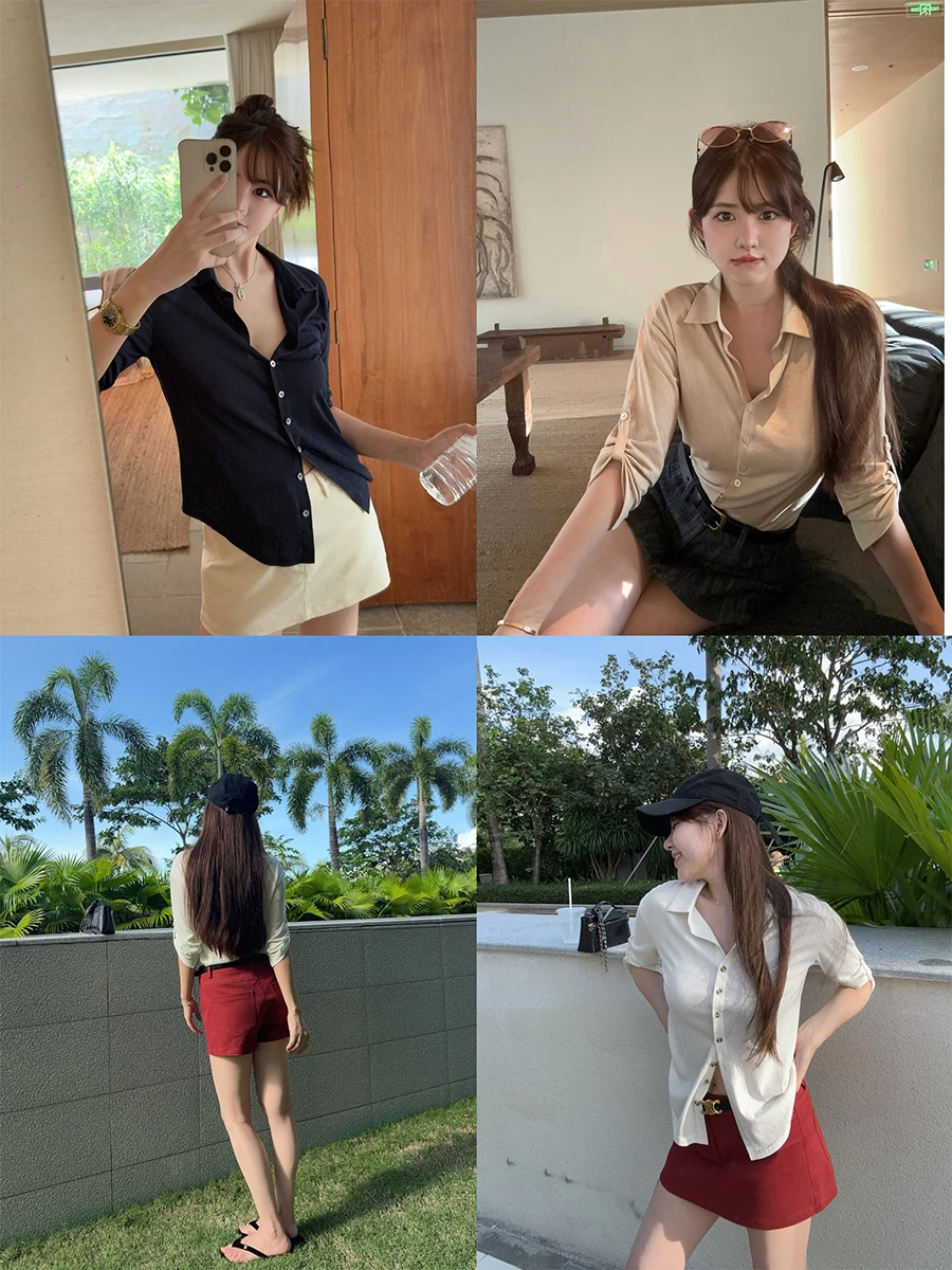 

Soft Summer Limited irt Skirt Pants Women's Clothing Breathable Snowflake Lyocell Fabric Slim Fit Collar Five Sve