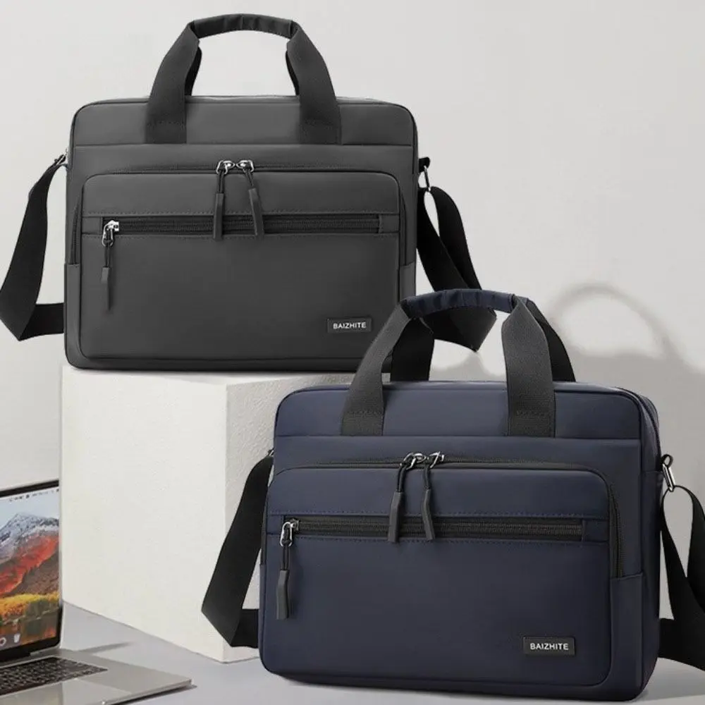

Portable Oxford Cloth Men Business Briefcases Brief Case Square Laptops Handbag Zipper Solid Color Crossbody Sling Bag Travel