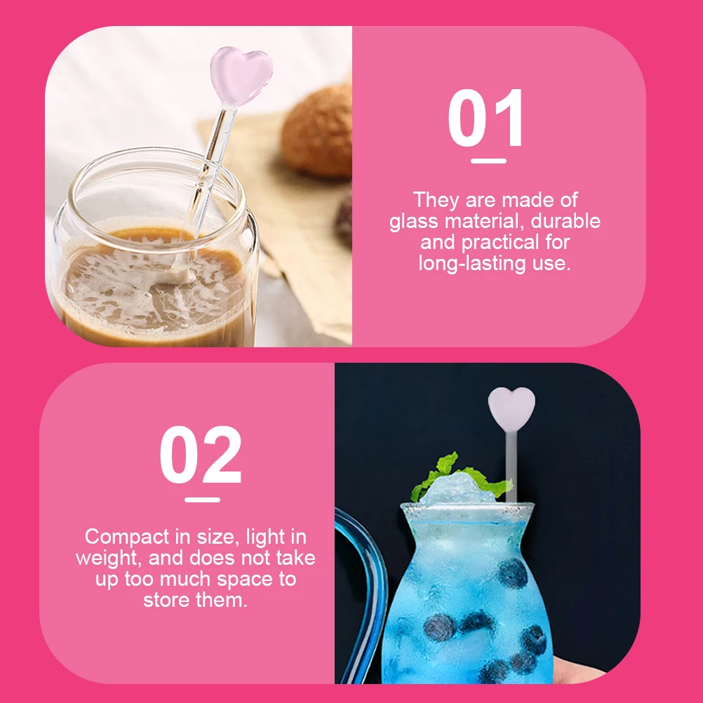 

6Pcs Transparent Glass Stirring Sticks Multifunctional Drink Stirrers Coffee Milk Juice Cocktails Glass Stirring Stick