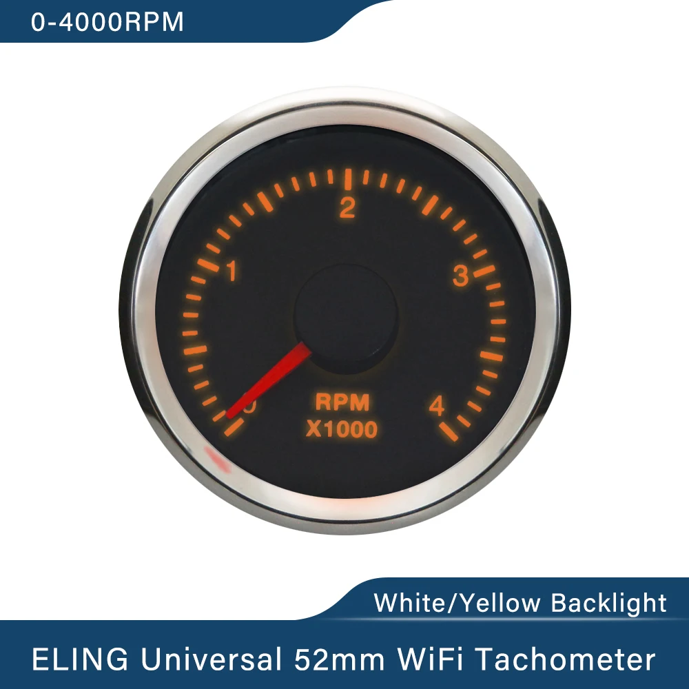 

Clearence ELING 2 Inch WiFi Tachometer 0-4000RPM Gauge Adjustable for Car Boat Yacht 12V 24V