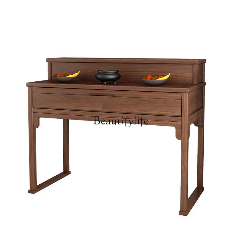 

Black Walnut Living Room Incense Table New Chinese Style Solid Wood Offering Table Incense Case for Home Use