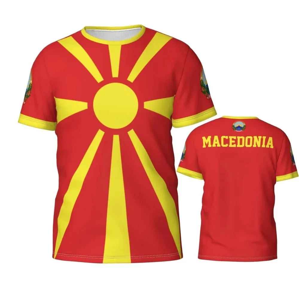 Camiseta con bandera de Macedonia, Macedonian de fútbol camisetas deportivas, insignia de Macedonia, camisetas impresas en 3D, regalo para aficionados al fútbol, ropa de diseñador para hombre