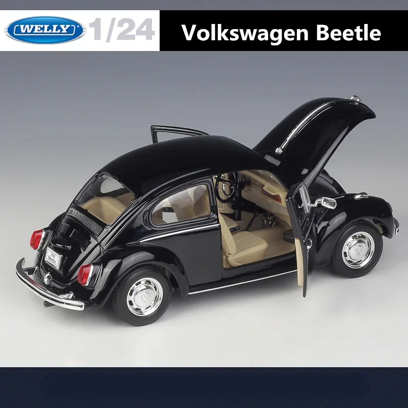 WELLY-modelo de coche de aleación Volkswagen Beetle 1:24, vehículo de juguete de Metal fundido a presión, colección de alta simulación, juguetes para niños, regalos