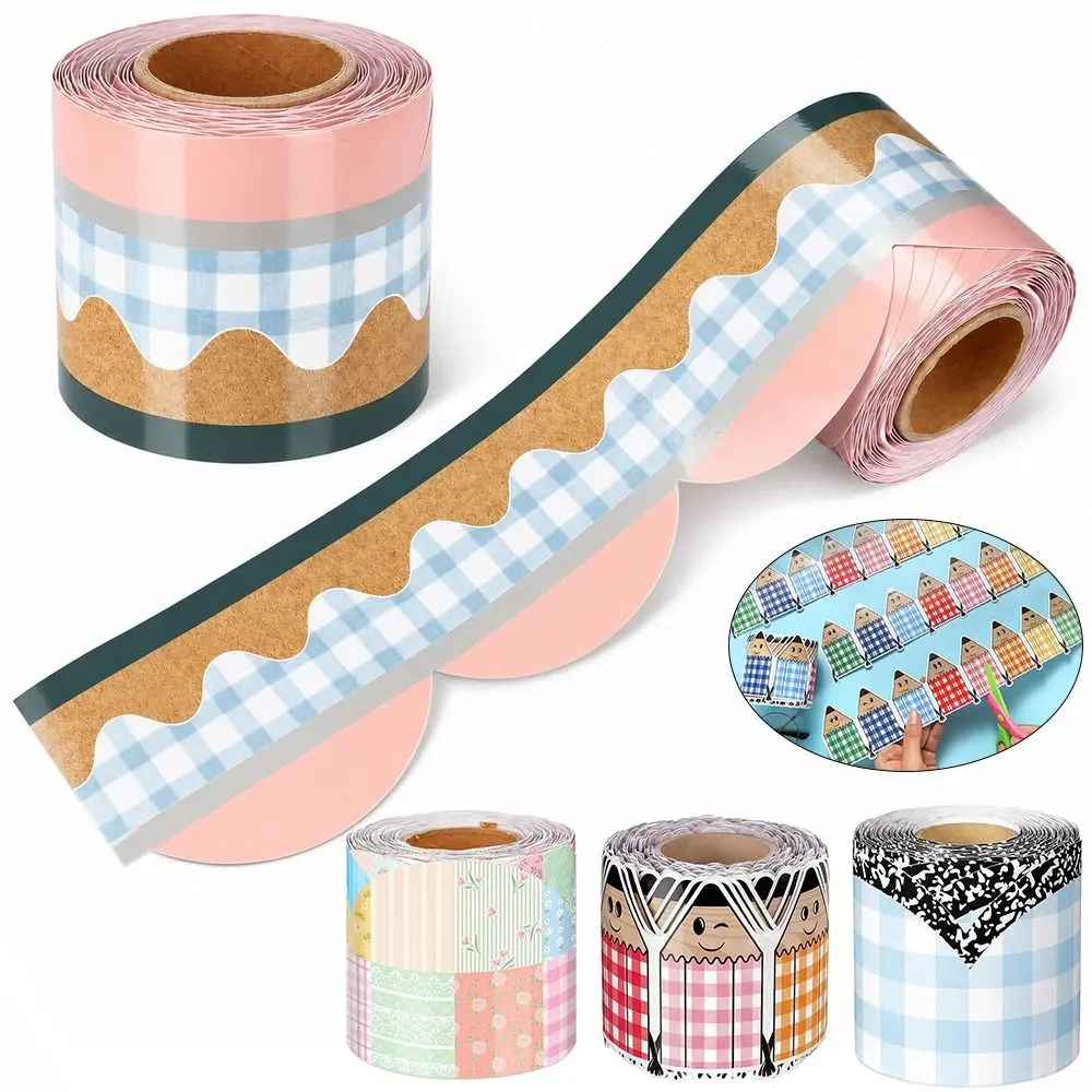 New 10m/Roll Bulletin Board Border Self Adhesive Cuttable Wall Decor Sticker Scalloped Edge Decorative Trim Roll Notice Board
