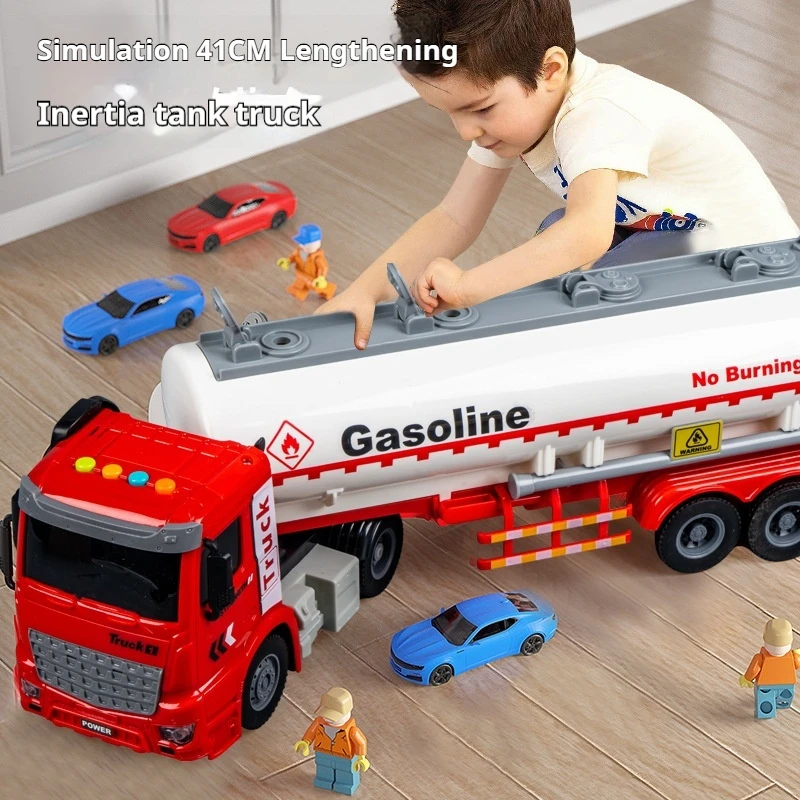 perfect gift:41cm large simulation oil tanker model car,inertia driving with light front detachable toy car,cool stuff,kids toys