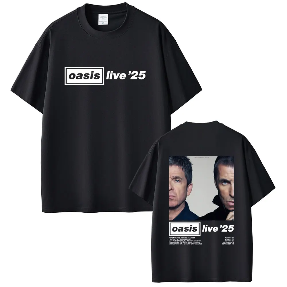 

90s British Rock Band O-Oasis Live 25 Tour T-shirts Men Women Clothing Cotton Casual Short Sleeve Tee Shirt Oversized Streetwear