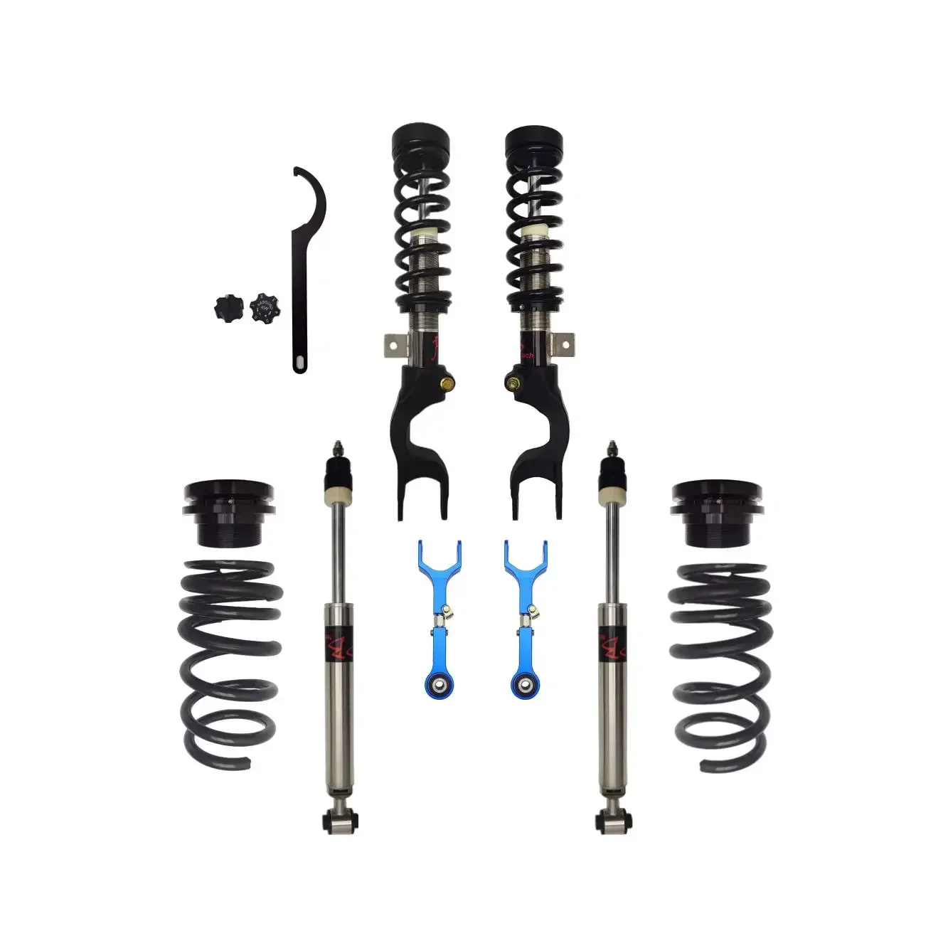 For Tesla Model Y Comfort Adjustable Front Rear Shock Absorbers +Camber Control Arms  Coil Springs Suspension Lift Kit