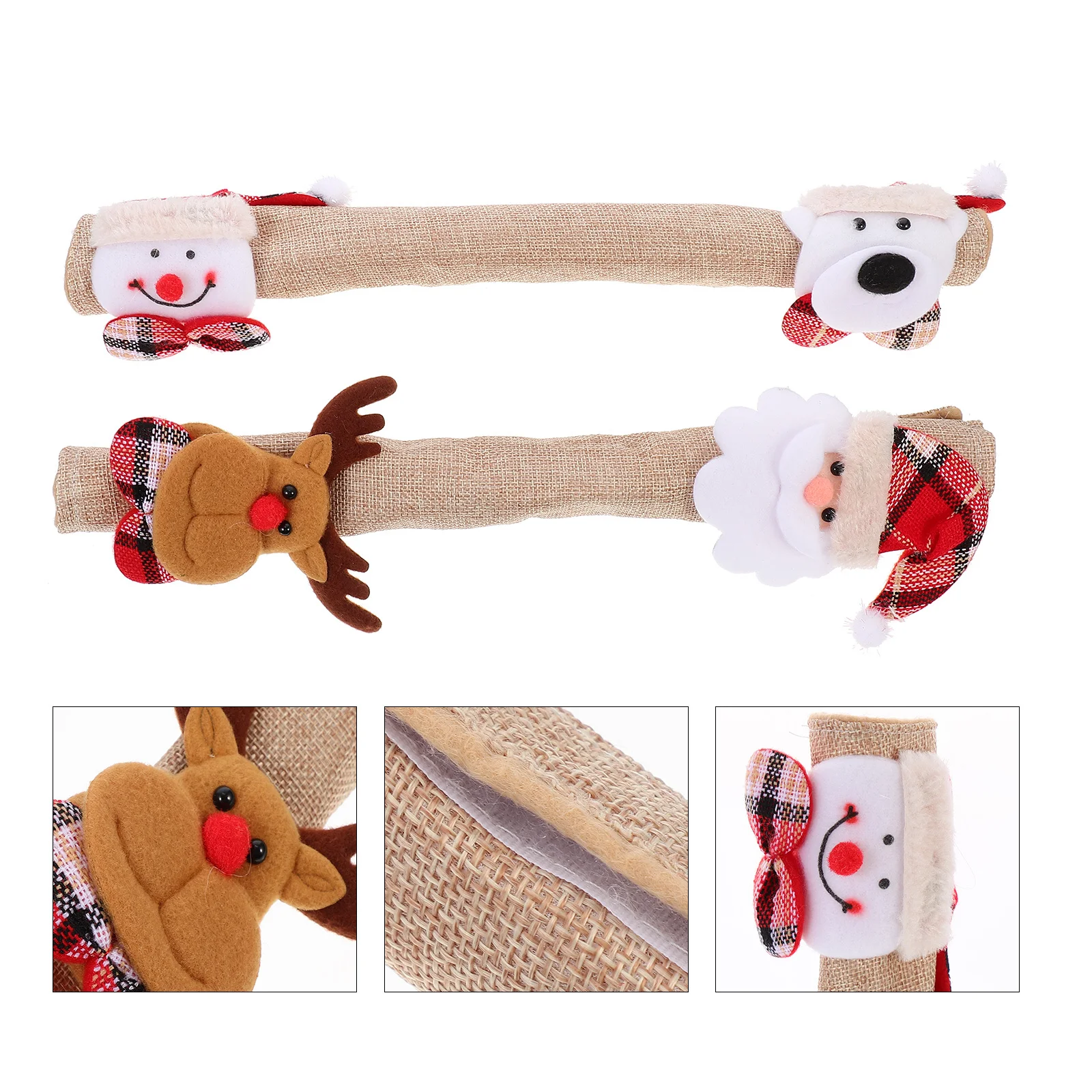 

4Pcs Christmas Fridge Handle Covers Xmas Kitchen Decor Refrigerator Oven Microwave Handle Protector Fingerprint Oil