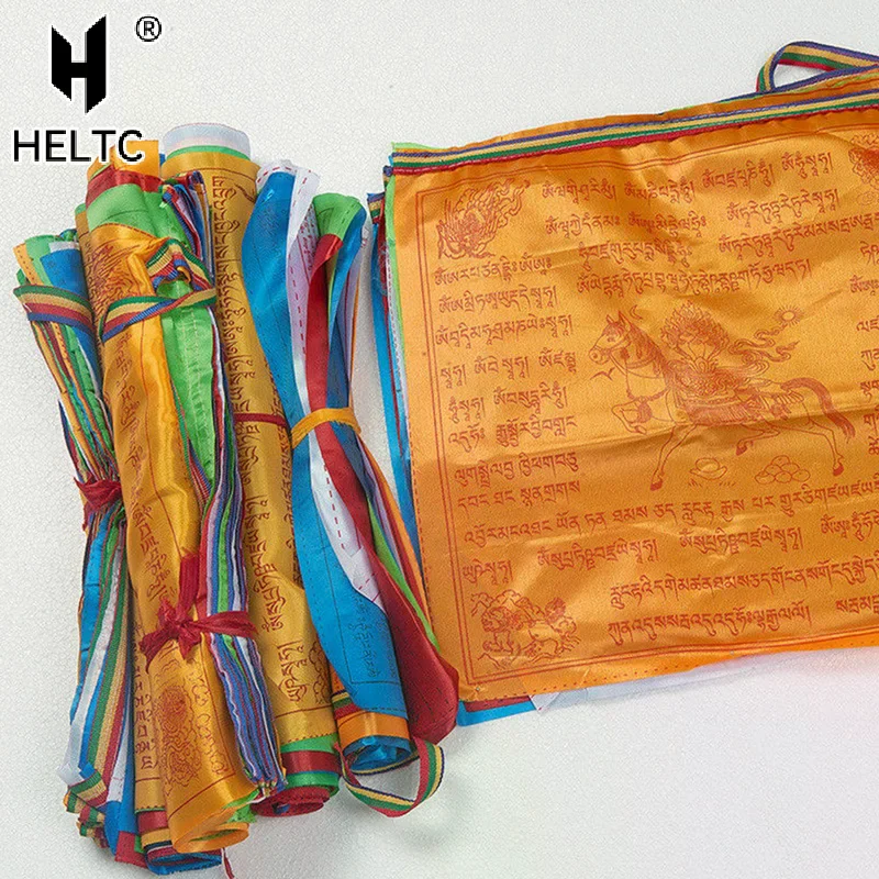 ❤20 hojas de 5M, banderas religiosas, suministros budistas tibetanos, bandera de oración con estampado de Color, pancarta del