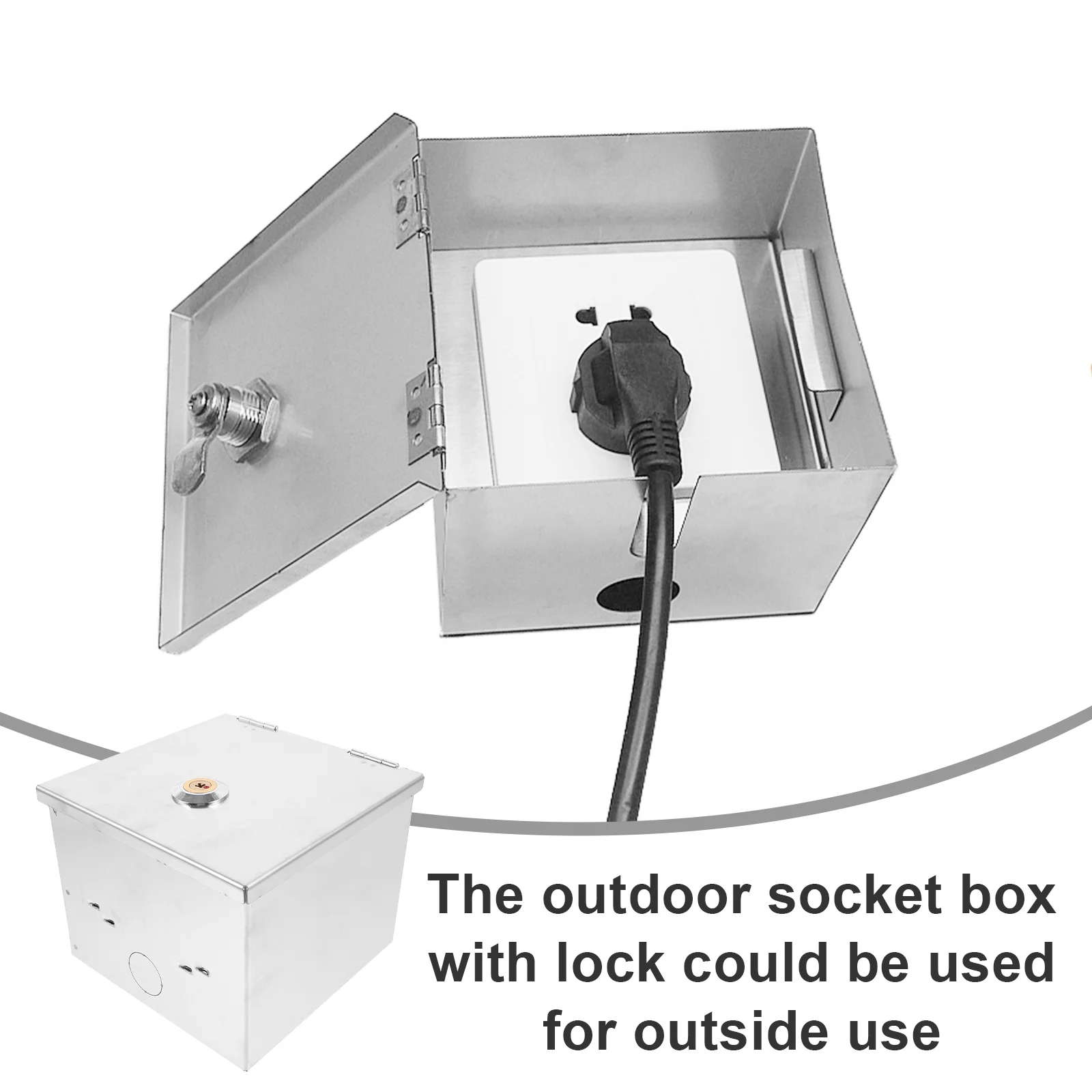 Stainless Steel Outlet Box Metal Socket Box Anti-theft Outlet Box Protective Socket Box with Lock