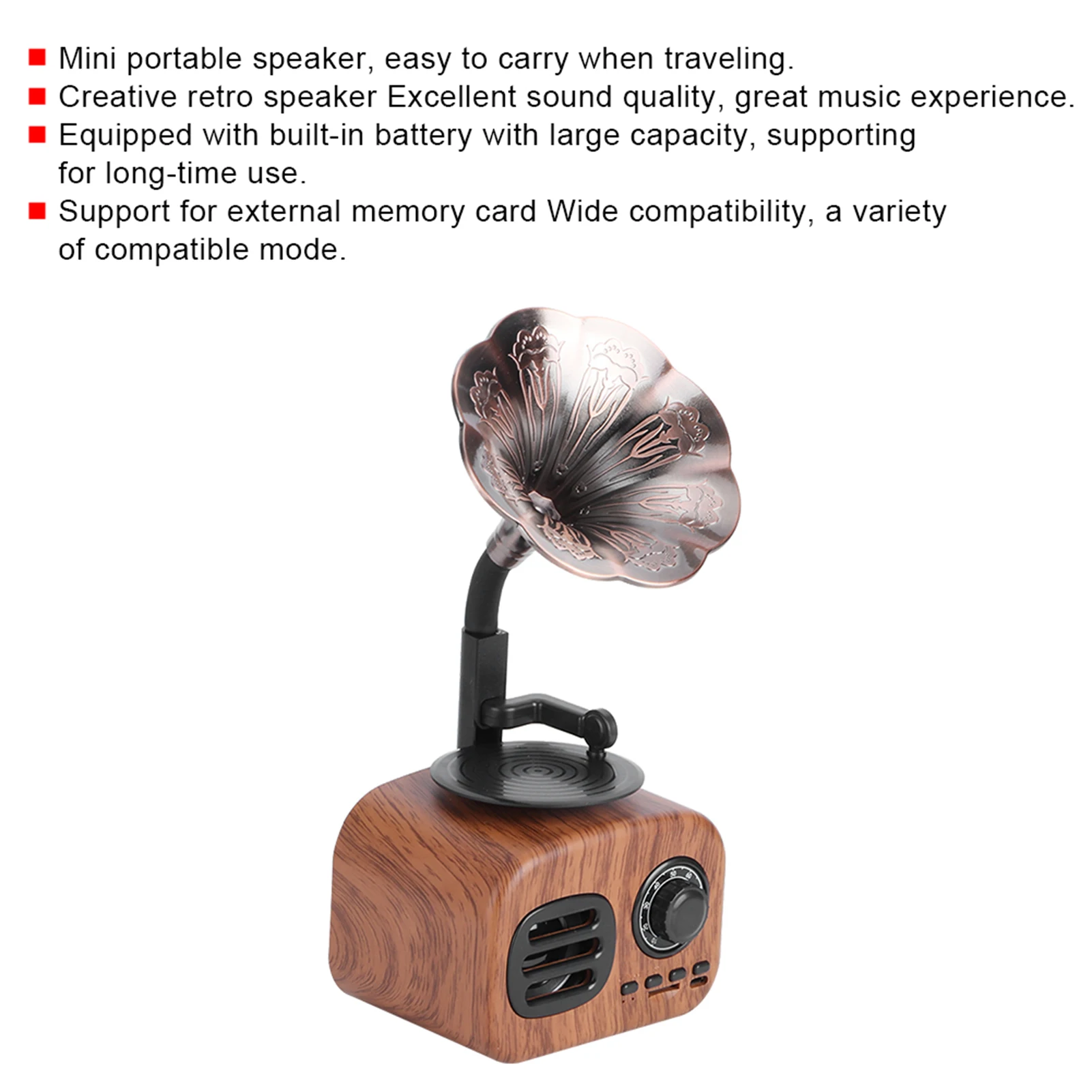 Bluetooth Speaker Creative Retro Bluetooth Speaker Plug-in Card Music Player for PC Mobile Phone Tablet