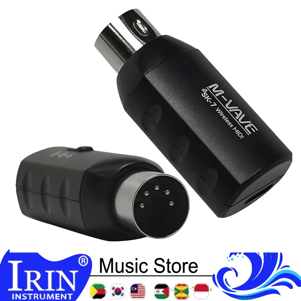 M-VAVE SK7 MIDI Adapter Wireless Midi Receiver Ultra-Low Latency Plug & Play USB-C Rechargeable Adapter Plug & Play Support