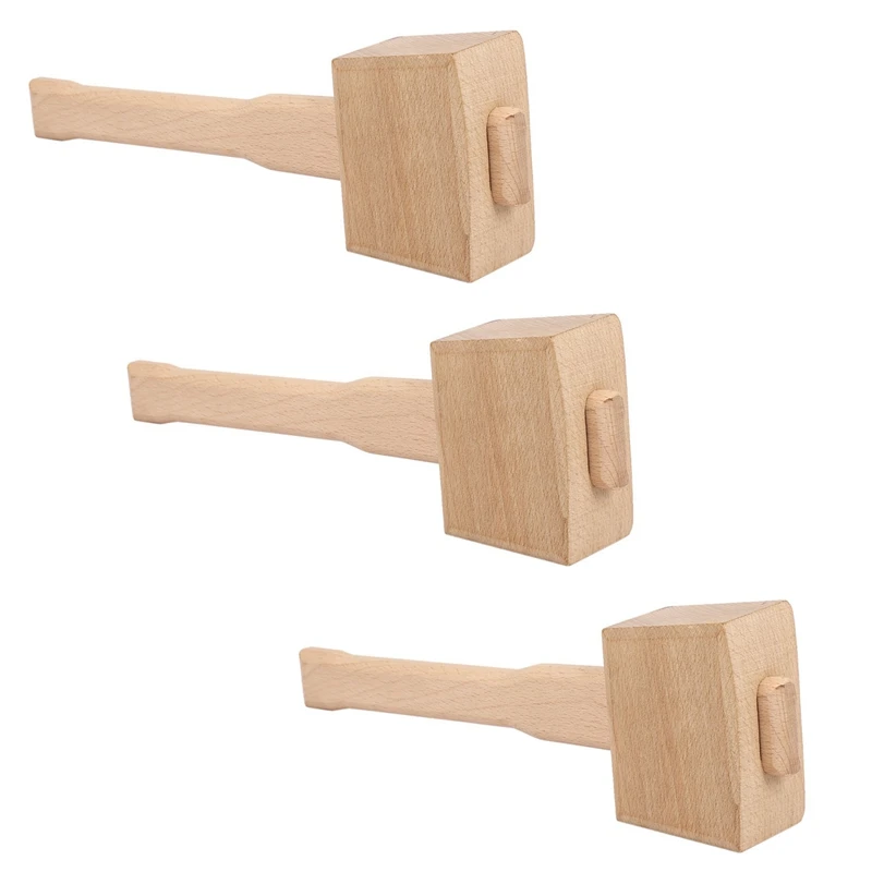 3Pcs 250Mm Beech Solid Carpenter Wood Wooden Mallet Hammer Handle Woodworking Tool