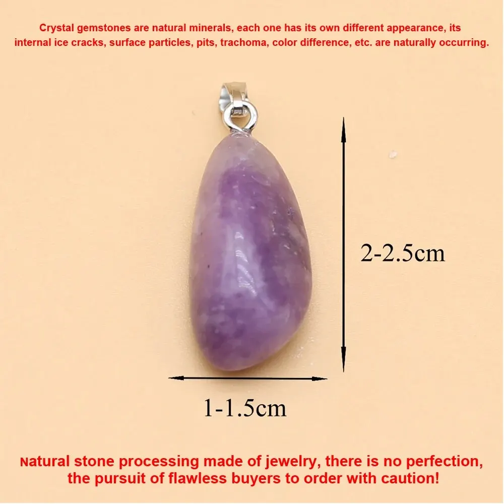 5PC Natural Stone Pendant Crystals Amethyst Rose Quartz Smooth Polished Gemstone Charms for Jewelry Making DIY Necklace Earrings