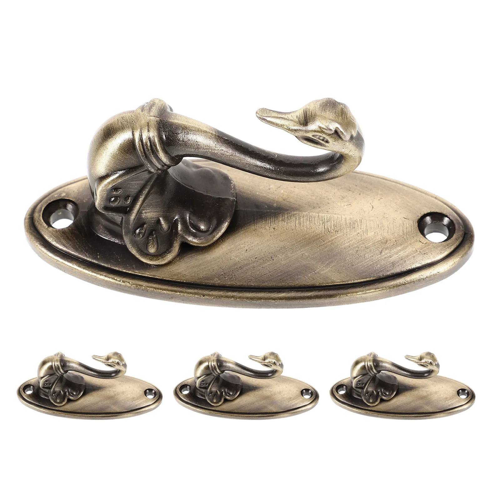 4Pcs Swan Curtain Hooks Zinc Alloy Bronze Tone Wall Mounted Holdbacks for Blackout Curtains Living Room Bedroom Decorative
