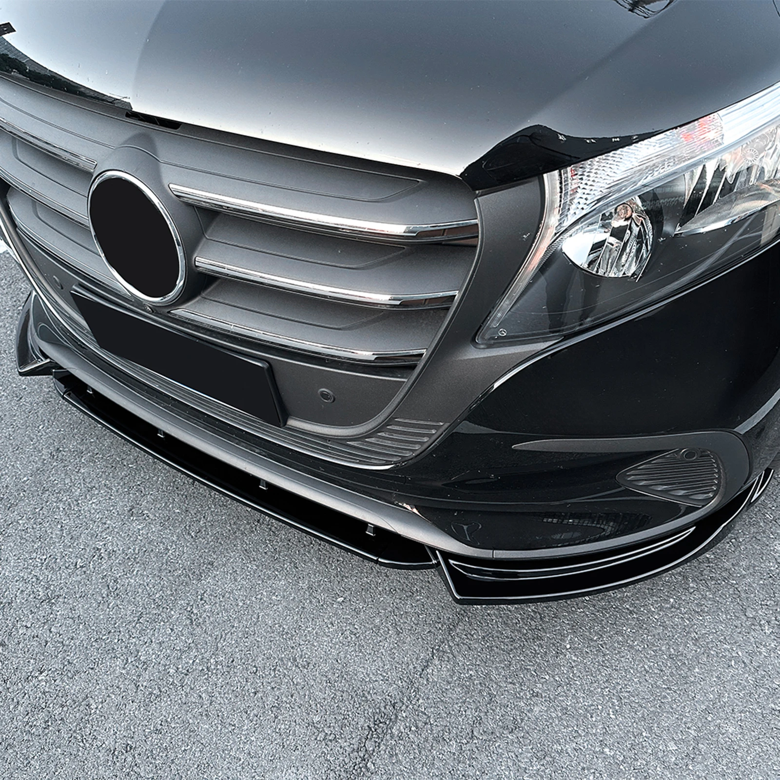 

Car Front Bumper Spoiler Lip Chin Spoiler For Mercedes Benz V Class W447 2024-2025 Carbon Fiber Look/Gloss Black Lower Splitter