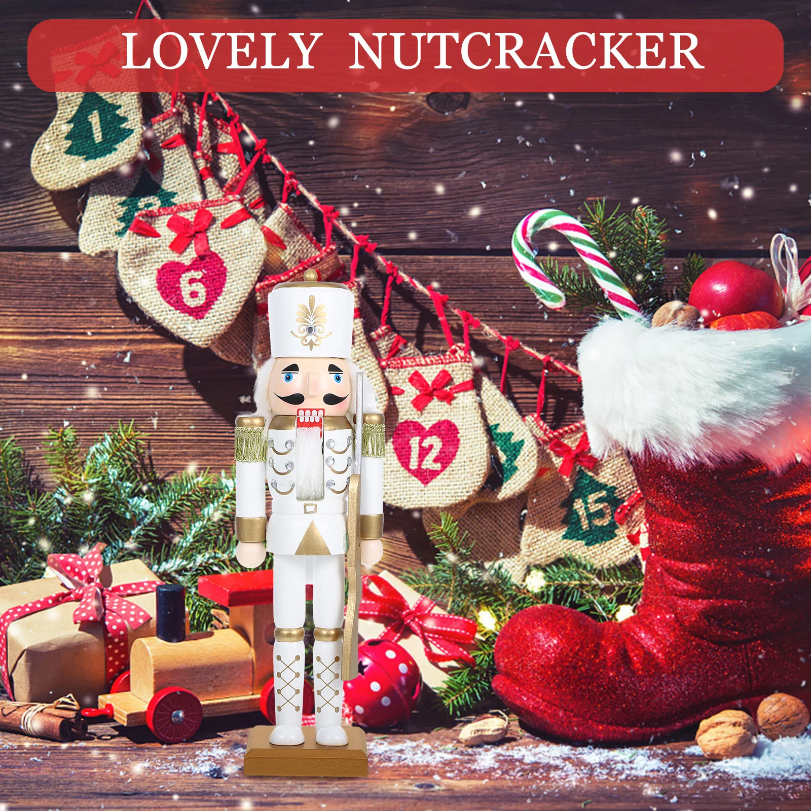 

Wooden Nutcracker Christmas Decoration Traditional Soldier Desktop Ornament Festive Home Accent Christmas Nutcracker Figure