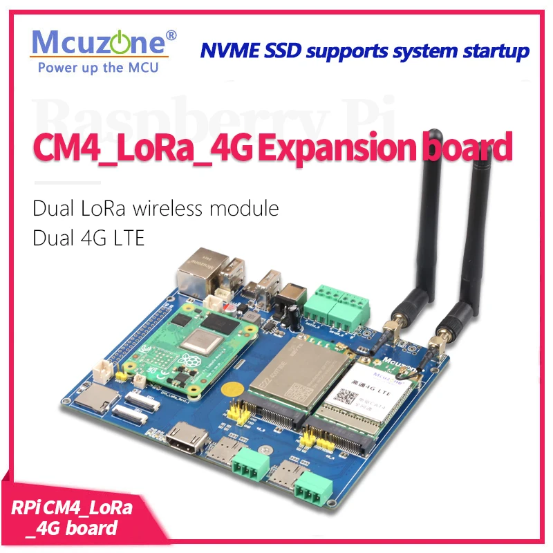 

Raspberry Pi CM4_LoRa_4G Expansion board,Dual LoRa wireless module,Dual 4G LTE,NVME SSD supports system startup,CSI,DSI