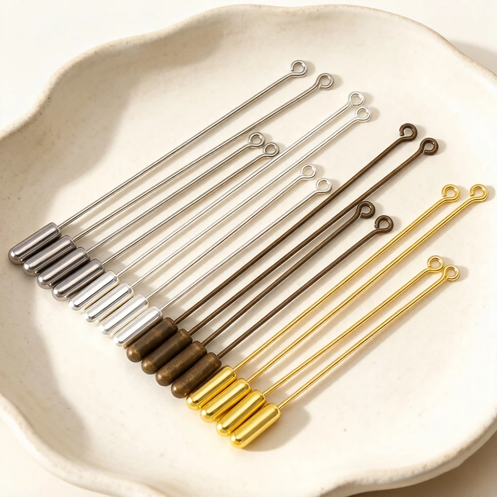 

20pcs Safety Long Brooch Pins Gold&Antique Bronze Loop Eye Brooch Pin with Cap Stopper for DIY Jewelry Making Brooch Accessories