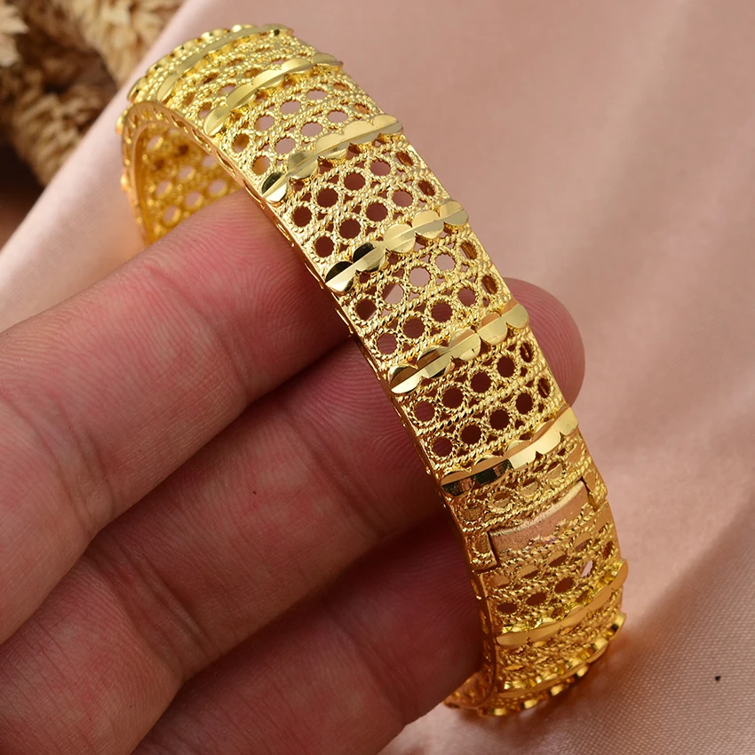 Wando Gold Color Women Bangle Ethiopia Dubai Arab Bangles for Women Ethiopian Bracelets Wedding Jewelry African Gifts