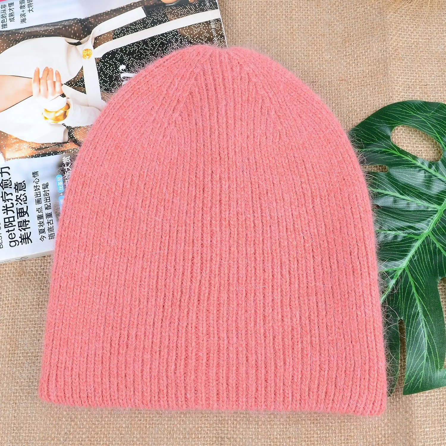 13 Farben neue hochwertige, am besten abgestimmte Damen-warme Skullies-Mütze aus Kaninchenfell, Wintermütze für Damen, weiche Herbstmütze, Geschenk – Detail 12