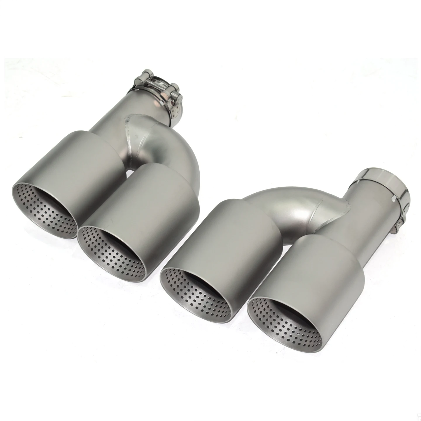 Universal Matte Silver Stainless Steel Exhaust  Tips With AK Logo for VW Golf R MK6 MK7 Exhaust Tips Muffler