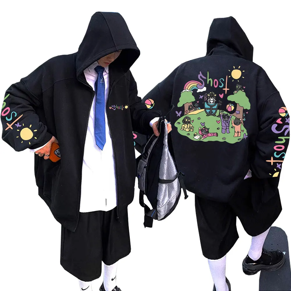 

Best Famous Ghost Band Zipper Hoodie Men Women Vintage Metal Gothic Oversized Hoodies Male Rock Anime Cartoon Zip Up Jacket Coat