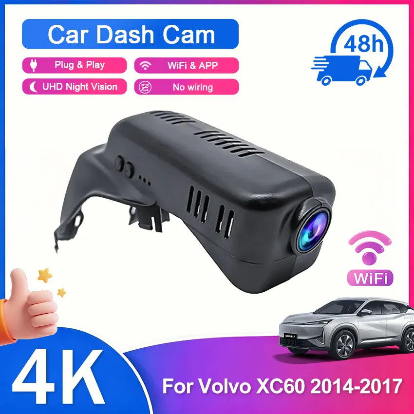 2160P 4K UHD Car DVR Dash Cam Camera Video Recorder Easy Installation For Volvo V40 V60 V90 S60 S90 XC40 XC60 XC90 Polestar 2