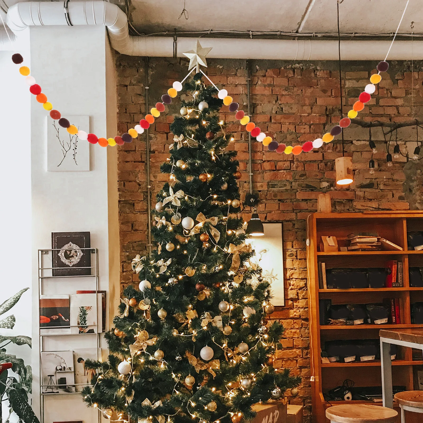 

Felt Ball Pendant Colorful Wool Pompom String Hanging Decor For Christmas Tree Party Home Garden Classroom Festival